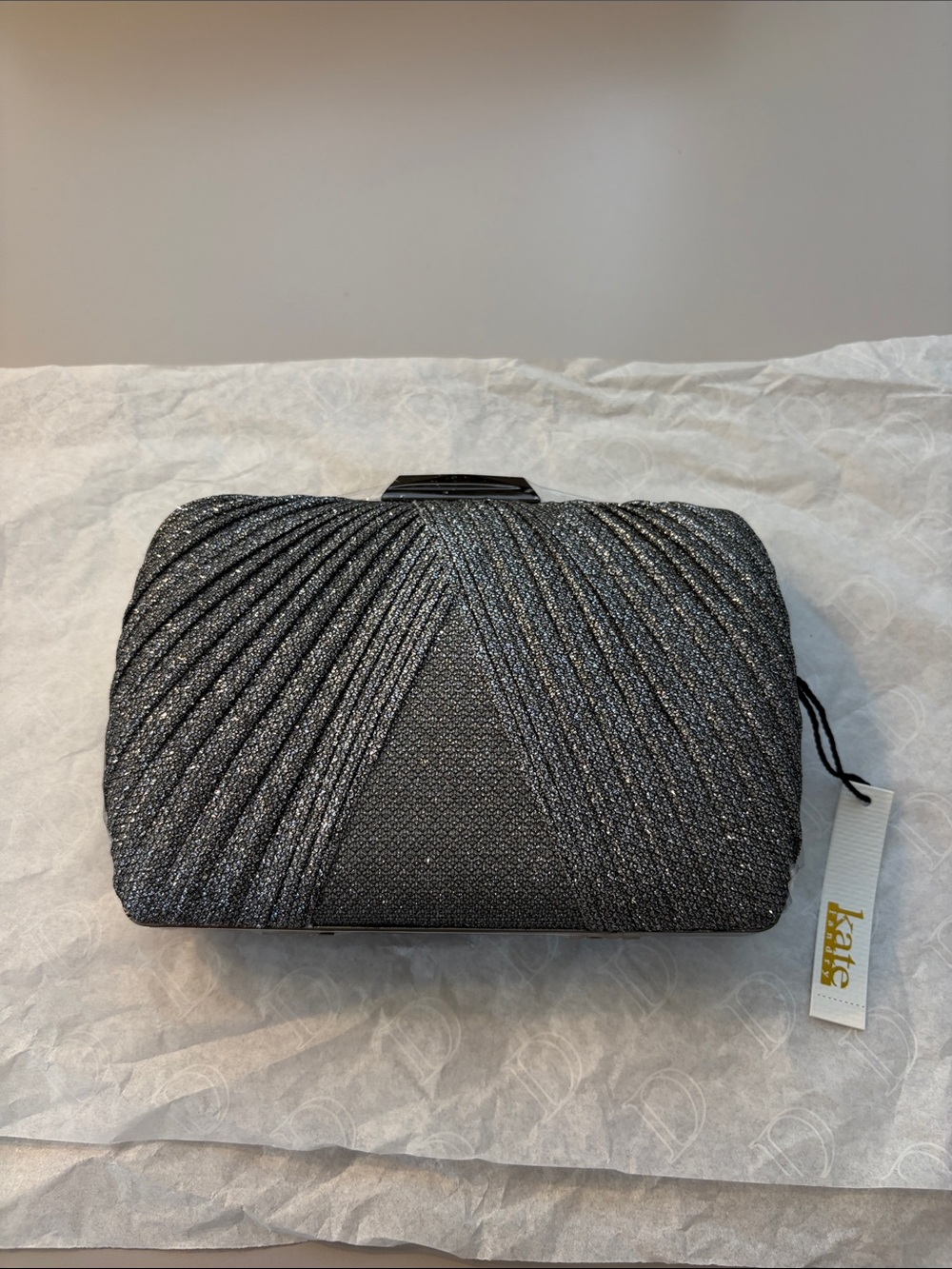 Kate Landry Silver Sparkle Clutch Evening Bag NWT